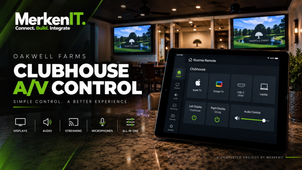 Commercial AV installation in San Antonio at Oakwell Farms clubhouse